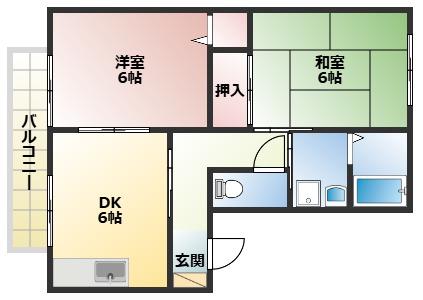 エクセレント西明石(2DK/1階)の間取り写真