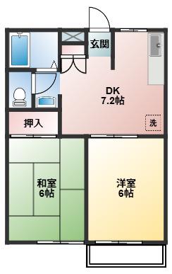 エリールさぎぬま(2DK/2階)の間取り写真