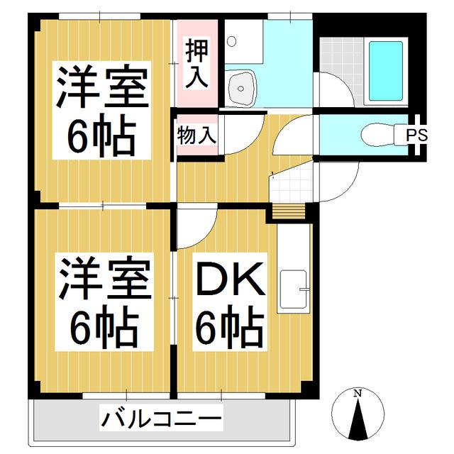 サープラスTWOリュミエール(2DK/1階)の間取り写真