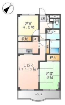 プリベールS(2LDK/1階)の間取り写真