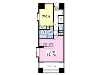 グランルージュ北一番丁(1LDK/4階)の間取り写真