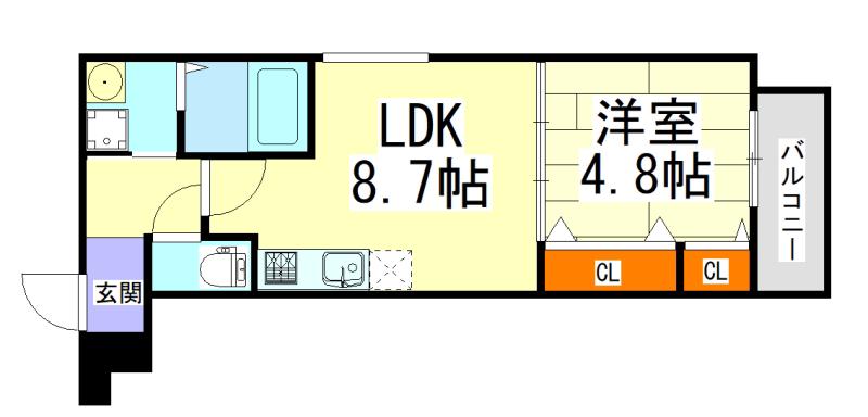 フジパレス城東東中浜II番館(1LDK/2階)の間取り写真