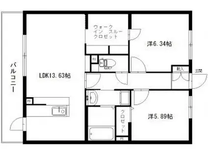 DUNE(2LDK/2階)の間取り写真