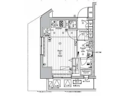PREMIUM CUBE 代々木上原 プレミアムキューブ代々木上原(ワンルーム/3階)の間取り写真