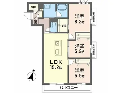 シャーメゾンスウィート別府(3LDK/3階)の間取り写真