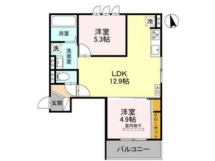 メゾン ド ソルテ(2LDK/2階)の間取り写真