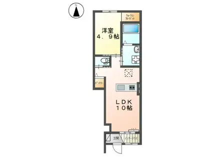 ハピネ吉川(1LDK/1階)の間取り写真