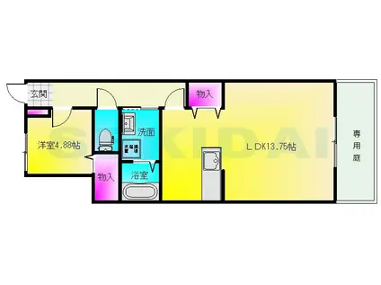 ル レポLE REPOS(1LDK/1階)の間取り写真