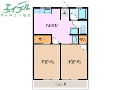 シティハイムコーポA棟(2DK/2階)の間取り写真