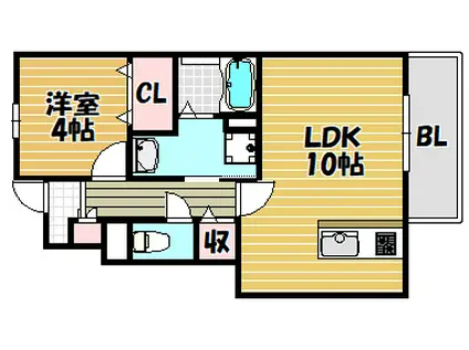 デュラ・カーサコンフォルターブルII(1LDK/1階)の間取り写真
