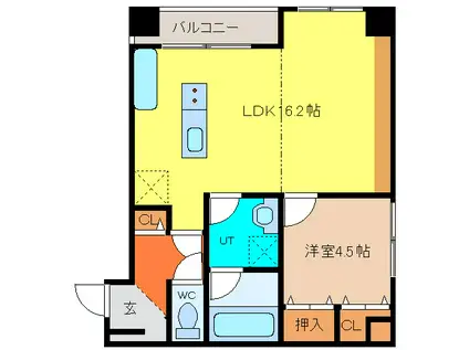 コーポアイランドミドル北斗(1LDK/3階)の間取り写真