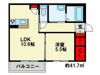 コンフォルト・ディモーラ(1LDK/1階)の間取り写真