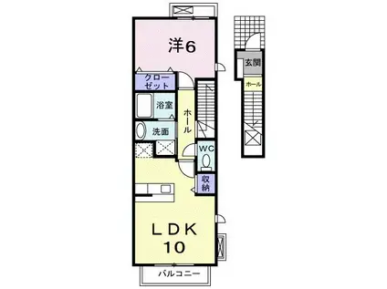 ヴァルト フォルネB(1LDK/2階)の間取り写真