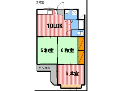 コーポねずみや(3DK/2階)の間取り写真
