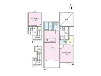 ヴィラ・メンヒ(2LDK/2階)の間取り写真