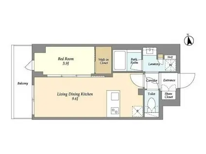 アイフラット品川戸越パークサイド(1LDK/2階)の間取り写真