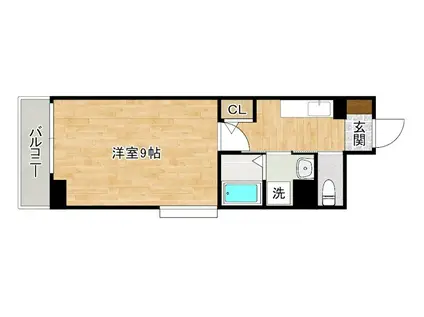 HILLS鍛冶町(1K/4階)の間取り写真