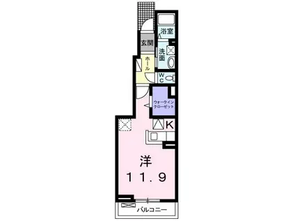 スティア II(ワンルーム/1階)の間取り写真