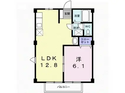 ソレイユI(1LDK/1階)の間取り写真