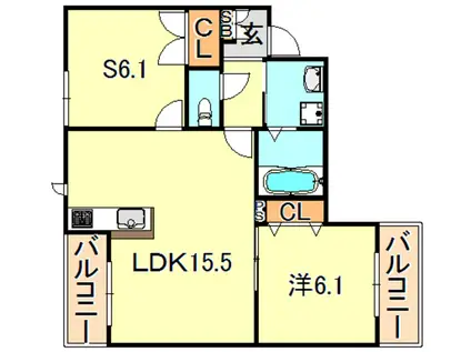 へーベルメゾン西明石A(1SLDK/2階)の間取り写真