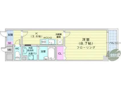 SANKYO国分町ビル(1K/10階)の間取り写真
