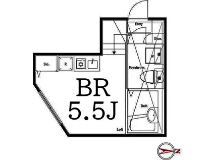 グランコンフォール武蔵小杉(ワンルーム/1階)の間取り写真