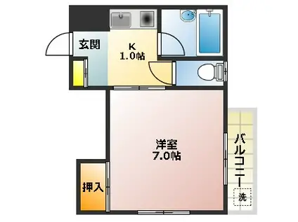 E・Hマンション(1K/2階)の間取り写真