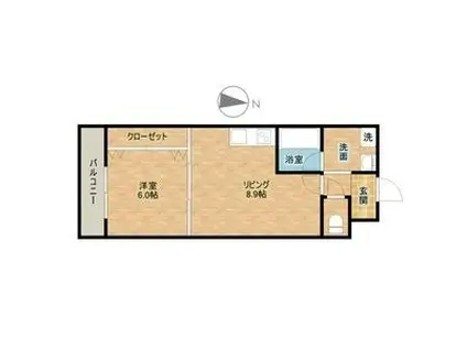 リブ・シャイン青葉丘南(1LDK/3階)の間取り写真