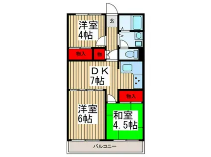 レジデンス三原(3DK/2階)の間取り写真