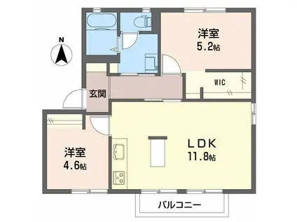 フレグランス河原口(2LDK/2階)の間取り写真