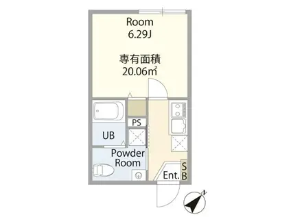 エテルノヴァローレ草加III(1K/1階)の間取り写真