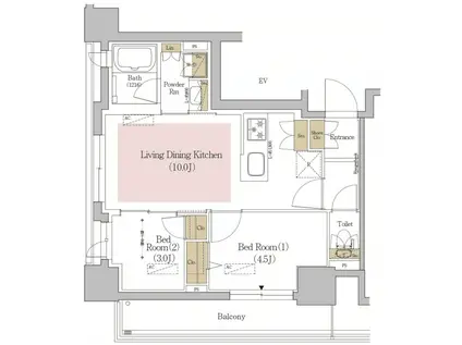 アーバネックス文京本郷(2LDK/6階)の間取り写真