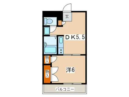 社家小町壱番館(1DK/2階)の間取り写真