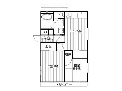 喜多見タウンハウス(2DK/1階)の間取り写真