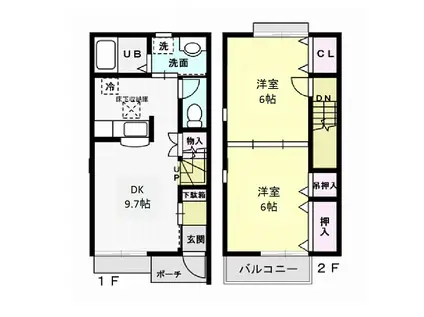 フォーリア輝(2DK/1階)の間取り写真
