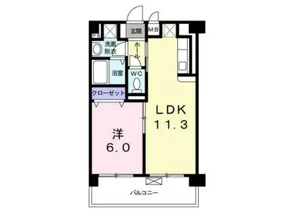 横網 リバーイースト(1LDK/2階)の間取り写真