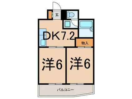 ライオンズマンション生麦(2DK/8階)の間取り写真