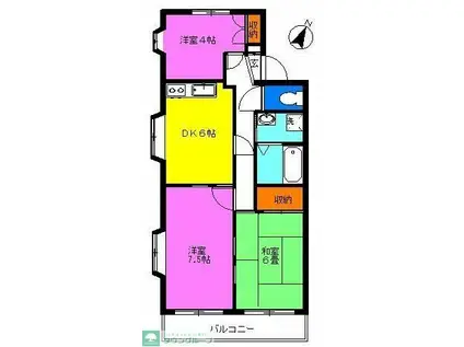 プレステージアサヒ(3DK/1階)の間取り写真