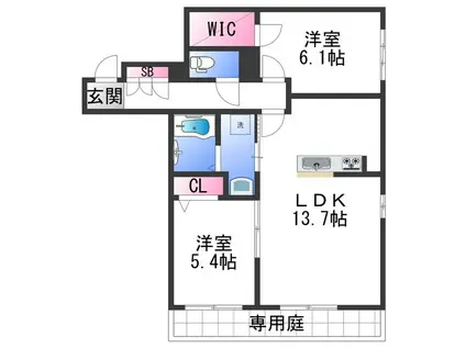 メゾンド・ベレオ(2LDK/1階)の間取り写真