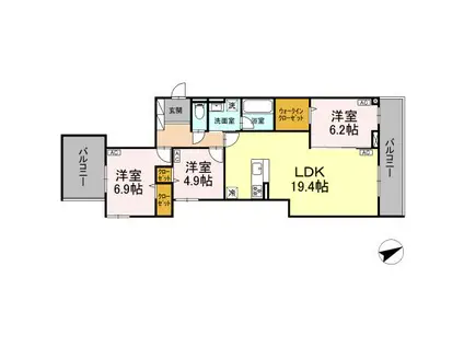 ディーレジデンス稲城(3LDK/3階)の間取り写真