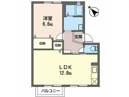 サンパティークA棟(1LDK/2階)の間取り写真