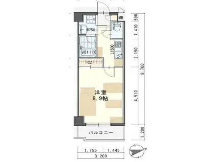 サンライズロード錦町(1K/4階)の間取り写真