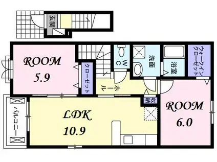 プリムローズ.N(2LDK/2階)の間取り写真