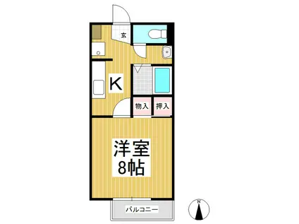 サープラスクレアH&K(1K/1階)の間取り写真