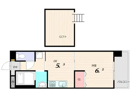 ウエストアヴェニュー(1DK/6階)の間取り写真