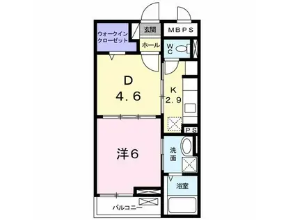 ブリーゼ(1DK/1階)の間取り写真