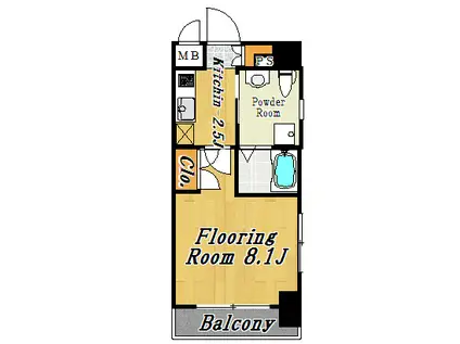 ウエスト VINE Ⅰ(1K/2階)の間取り写真