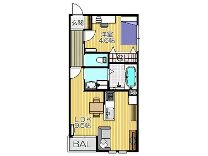 TERRA甲子園口(1LDK/4階)の間取り写真