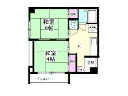 ロックヒルズ10(2K/6階)の間取り写真