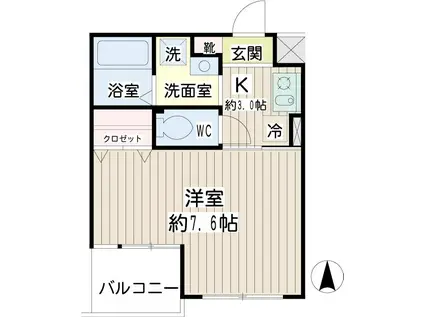 ボヌール鶴見(1K/3階)の間取り写真